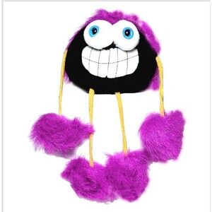 Fuzzy Monster Googly Eyed Plush Sitter Hanger Dan Brechner 1980s Purple RARE!
